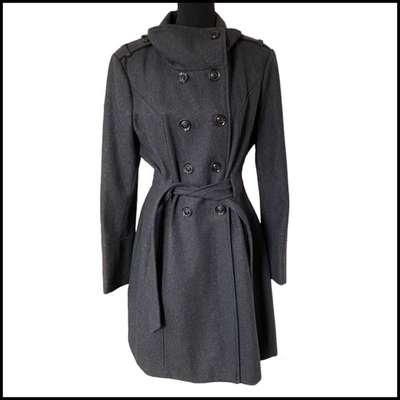 Guess Los Angeles Fitted Knee length Double Breasted Peacoat SIZE XL - Picture 1 of 14